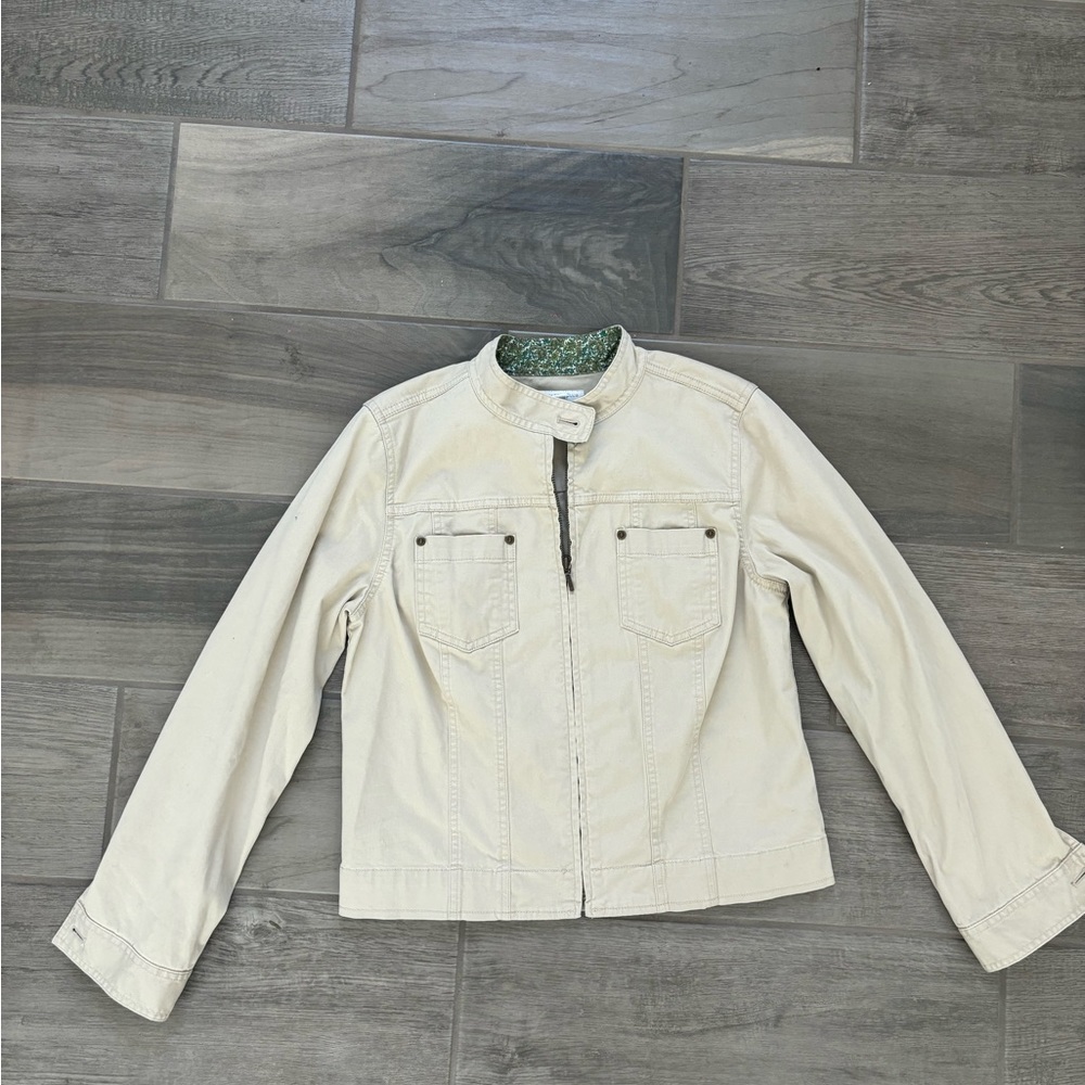 Beige Charter Club beige zip up jacket size small